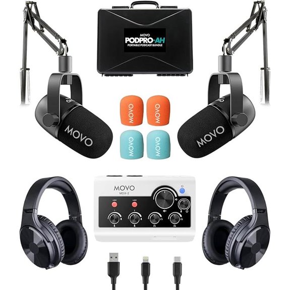 Movo Podcast Equipment Bundle for Smartphones and PC