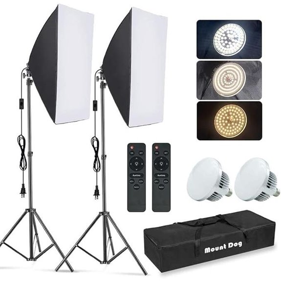 MOUNTDOG Softbox Lighting Kit with LED Bulbs