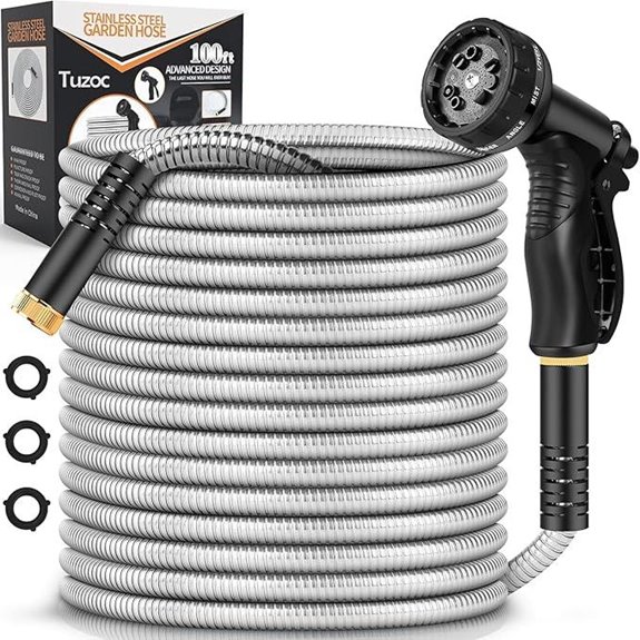 Stainless Steel 100FT Garden Hose with Nozzle