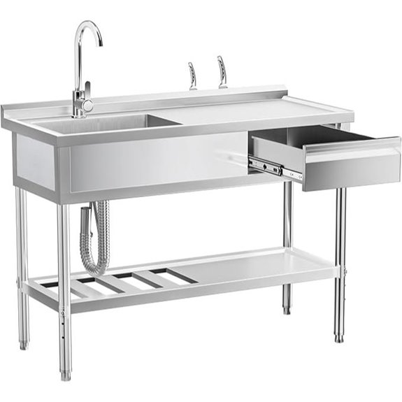 Stainless Steel Single Bowl Sink with Faucet and Shelf