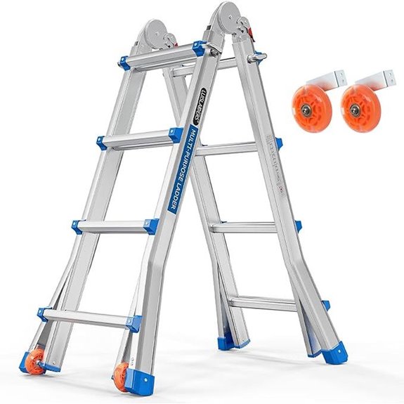 LUISLADDERS 4-Step Telescoping Folding Ladder 17 Ft