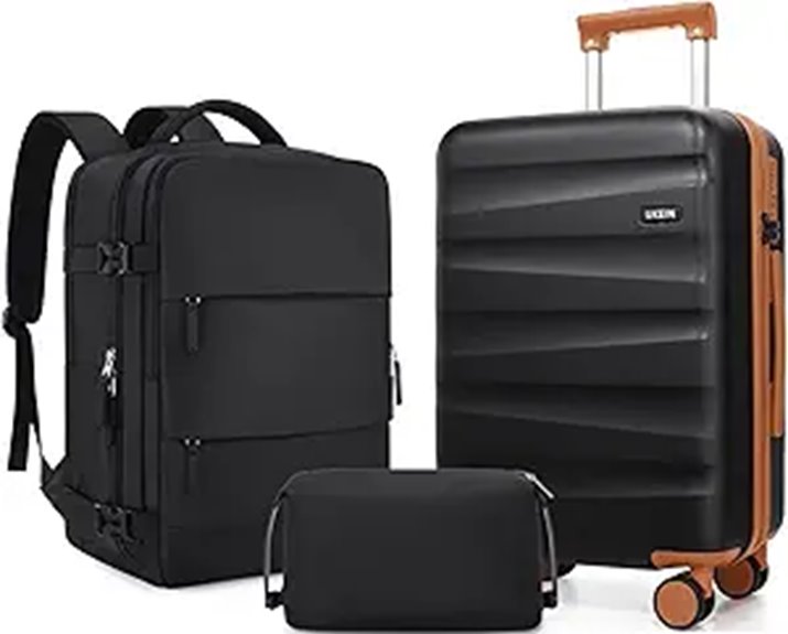 UKEIN 3-Piece Hardshell Luggage Set with Backpack