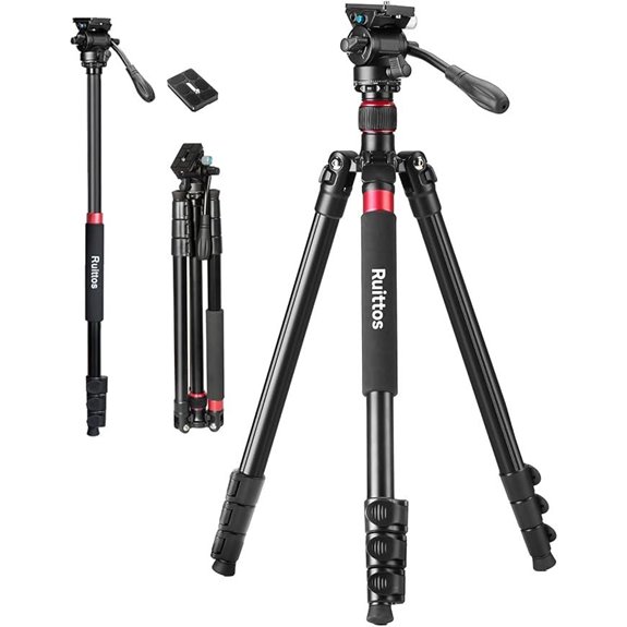 Camera Tripod with Fluid Head and Carry Bag