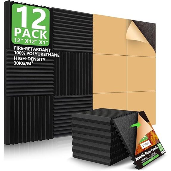 12 Pack Acoustic Foam Panels with Self-Adhesive