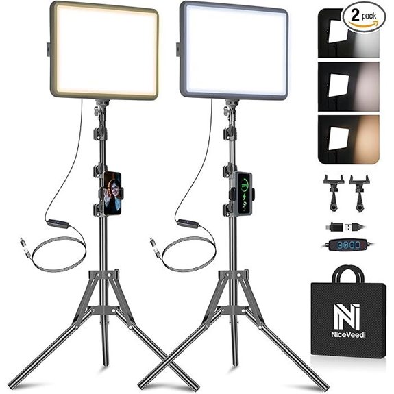 NiceVeedi 2-Pack Dimmable LED Video Lighting Kit