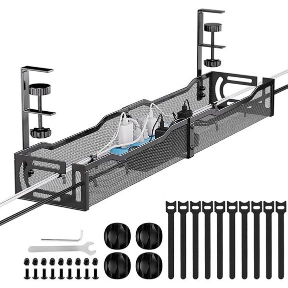 Cable Management Under Desk Organizer with Clamp