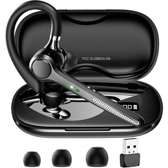 Bluetooth Headset V5.4 with Charging Case and Mic