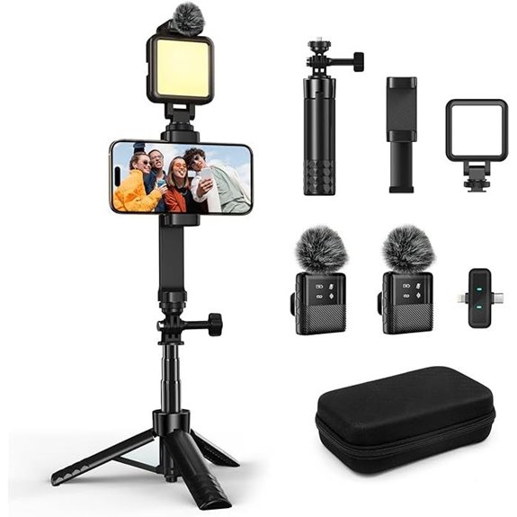 yAyusi Vlogging Kit for iPhone/Android with Light & Mic