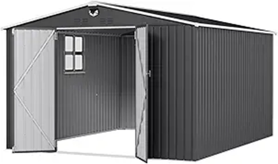 10x12 FT Waterproof Metal Outdoor Storage Shed
