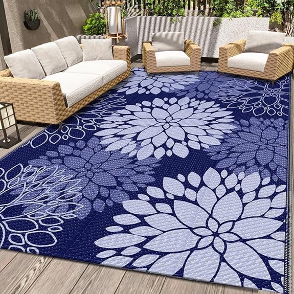 LuxStep Waterproof Outdoor Plastic Straw Rug 5'x8' Blue