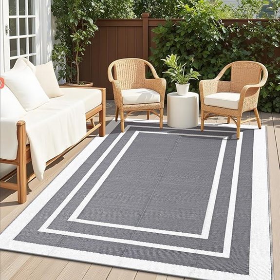 OLANLY Waterproof Reversible Outdoor Rug 5x8