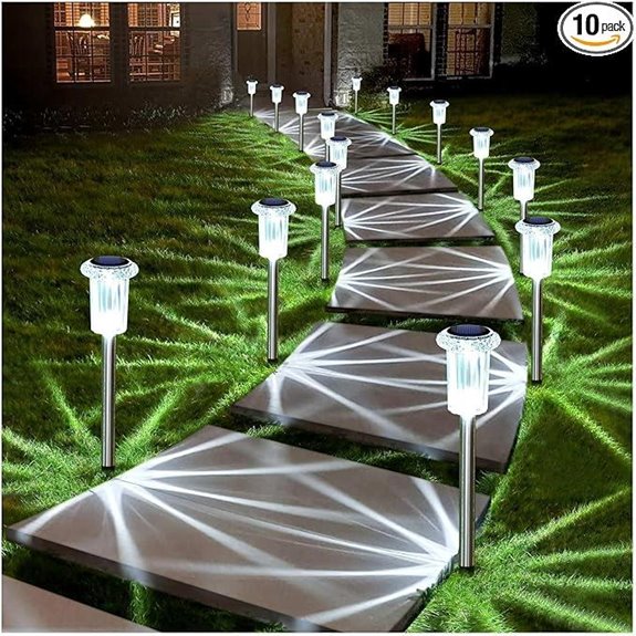 DenicMic Solar Pathway Lights 10 Pack Waterproof LEDs