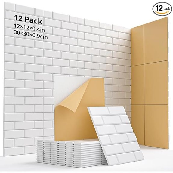 12 Pack Acoustic Foam Wall Panels (White)