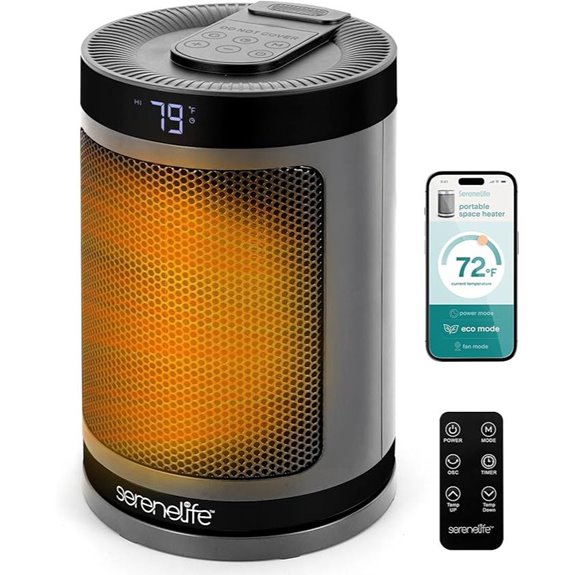 SereneLife Wi-Fi Space Heater with Thermostat and Timer