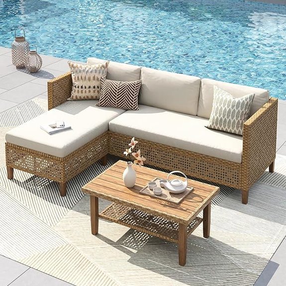 PHI VILLA Wicker Outdoor Sectional Sofa Set