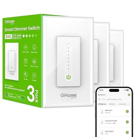 GHome WiFi Dimmer Switch 3-Pack with App Control