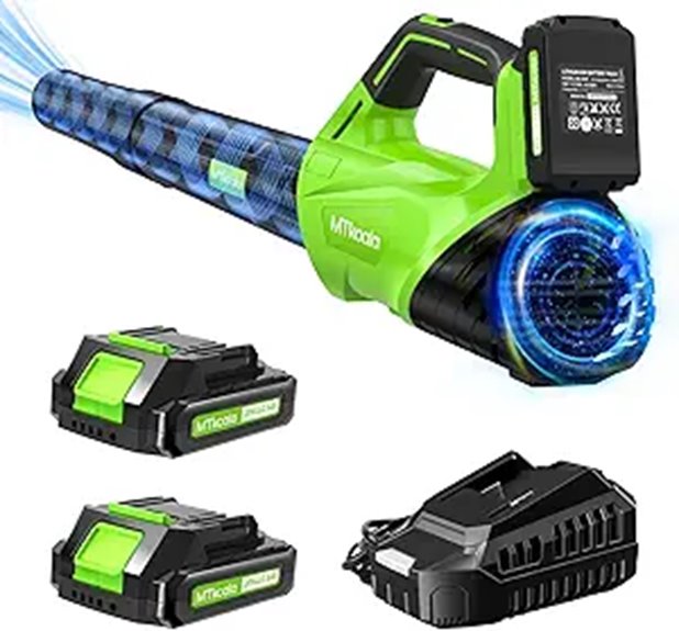 Cordless Leaf Blower with Batteries & Fast Charger