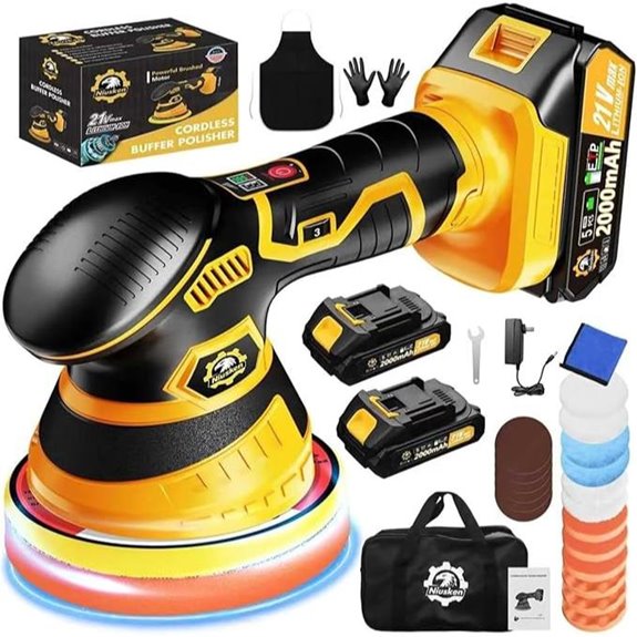 Cordless Car Buffer Polisher Kit with 6 Attachments