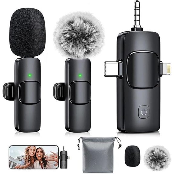 Mini 3-in-1 Wireless Lavalier Microphone for Devices
