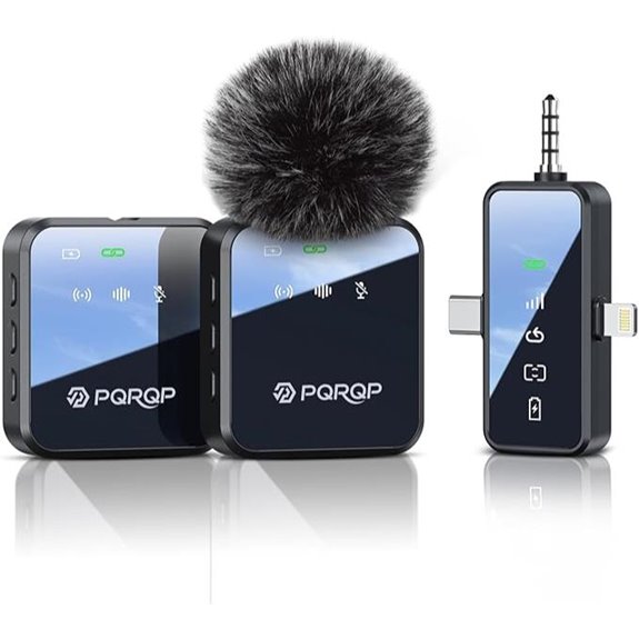 PQRQP 3-in-1 Wireless Microphone for Phones & Camera