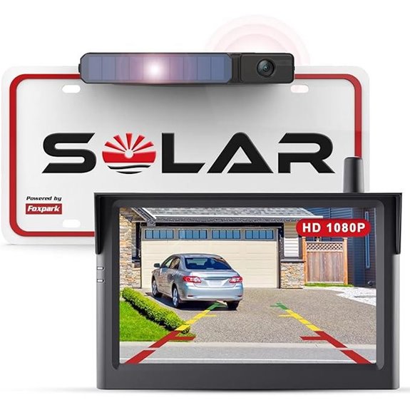 Solar Wireless Backup Camera System with 5 Monitor