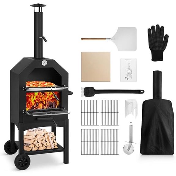 EDOSTORY Outdoor Wood-Fired Pizza Oven with Accessories