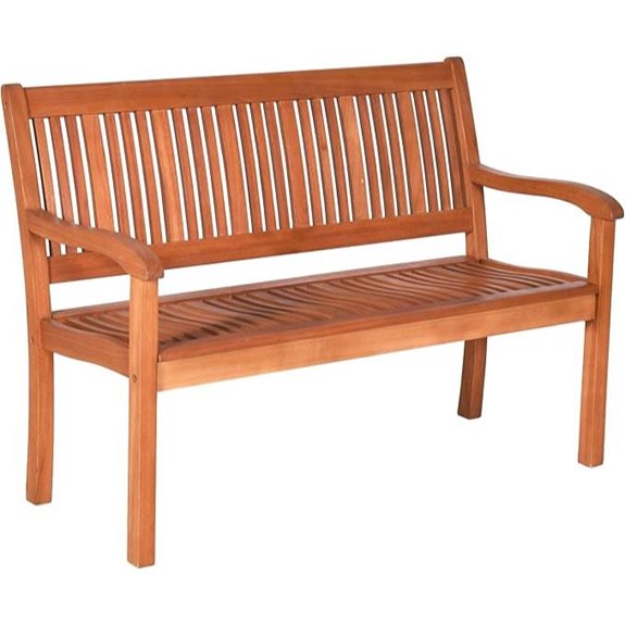 Tangkula Outdoor Wooden Garden Bench with Curved Arms