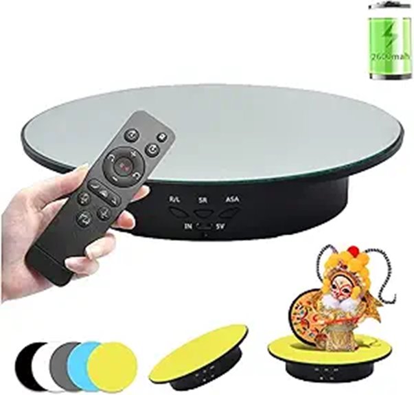 QINMAY 360° Rotating Display Stand with Backgrounds