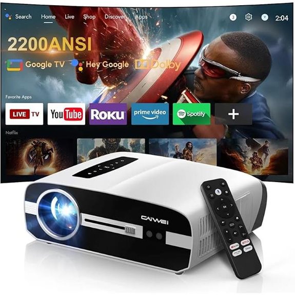 4K Google TV Projector with Dolby Audio and WiFi6