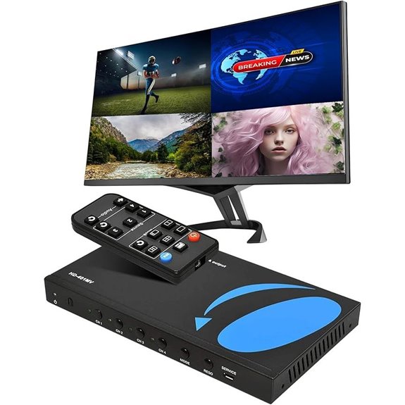 OREI 4x1 HDMI Switcher with Quad Screen Support