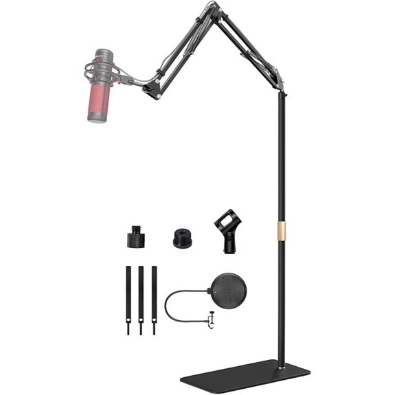 Microphone Floor Stand with Boom Arm and Accessories