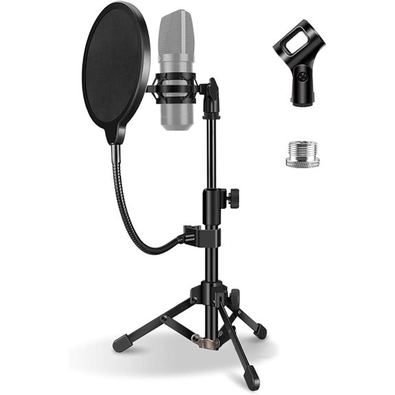 Adjustable Desk Microphone Stand with Pop Filter