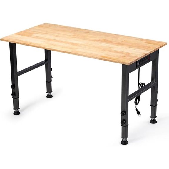 Height Adjustable Workbench with Power Outlet and Foot Pads