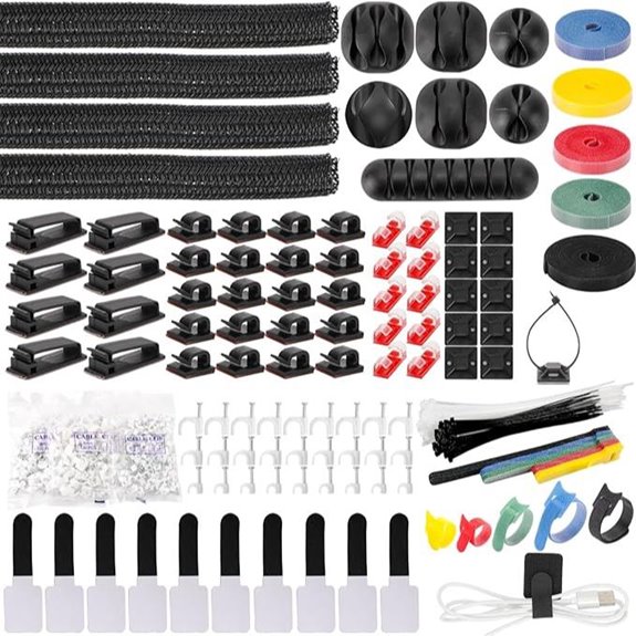604-Piece Cable Management Kit with Organizer and Clips