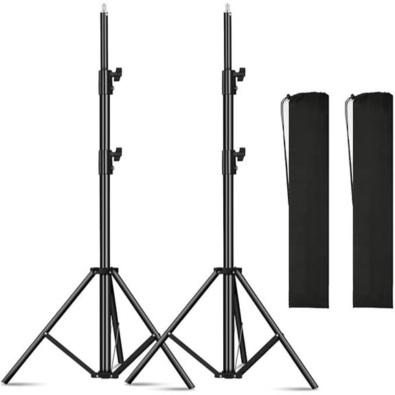 Heavy Duty Aluminum Light Stands (2 Pack)