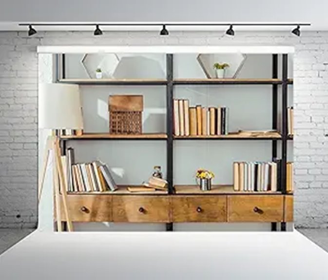 BELECO 7x5ft Fabric Bookshelf Backdrop for Zoom