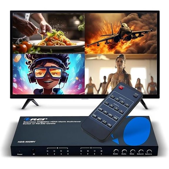 OREI 4x2 HDMI Matrix Switcher with Remote