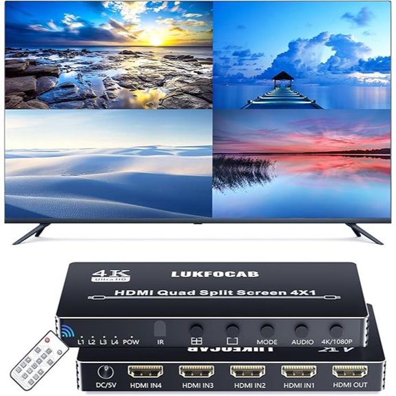 HDMI 4x1 Multi-Viewer Switcher with IR Remote