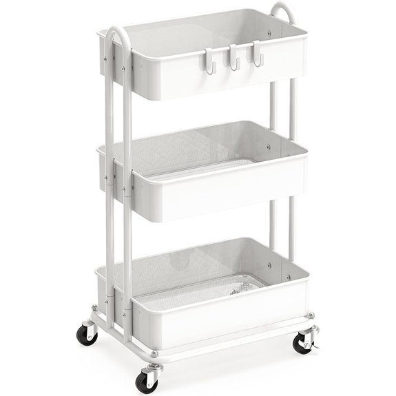 Simple Houseware 3-Tier Heavy Duty Metal Utility Rolling Cart White