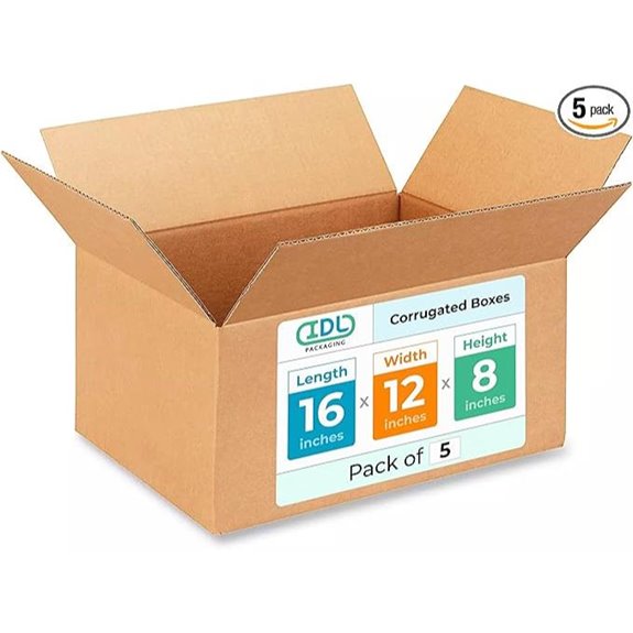 Heavy-Duty Moving Boxes (5-Pack 16x12x8 inches)