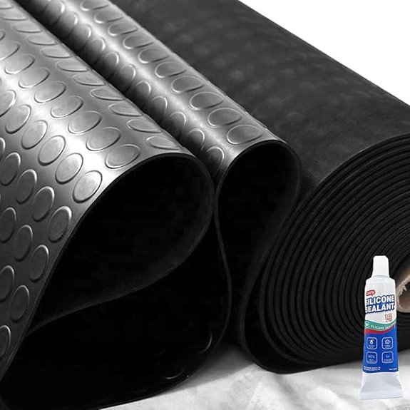 Heavy Duty Rubber Flooring Roll 4'x8' Waterproof Anti Slip