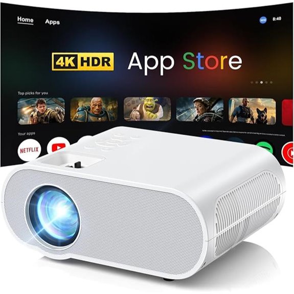 HOMPOW 4K WiFi Bluetooth Mini Projector with Apps