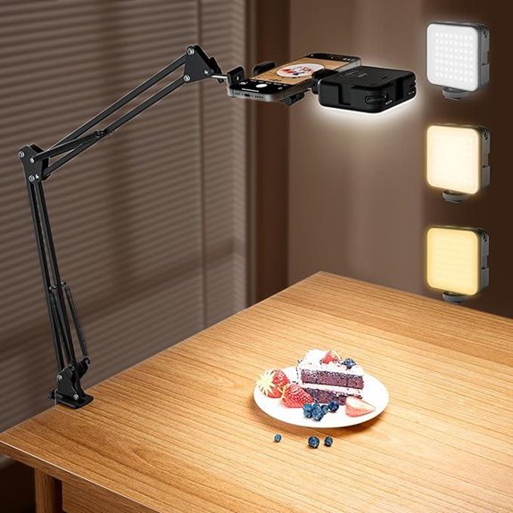 Overhead Phone Mount with Light & Tripod for Streaming