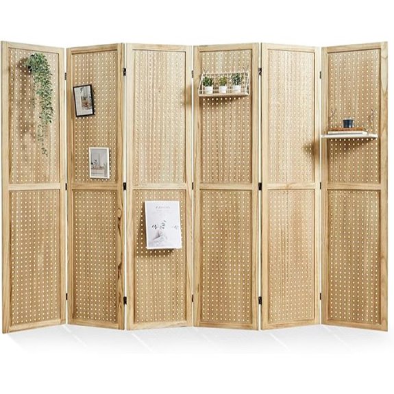 Pegboard Display Wall Organizer with Folding Privacy Screens