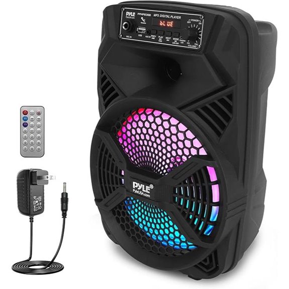 Pyle 8 Portable Bluetooth PA Speaker with Lights