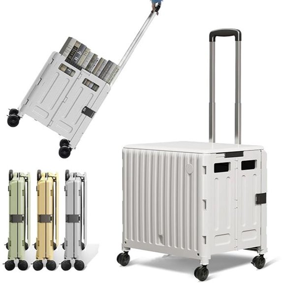 Folding Utility Cart with Swivel Wheels and Lid