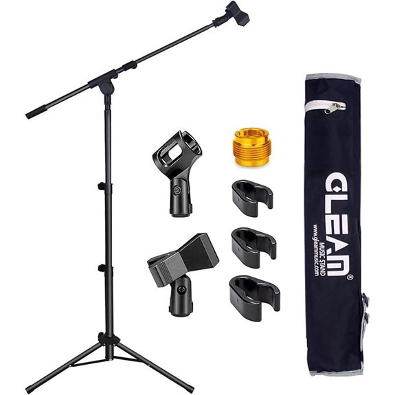 GLEAM Microphone Stand with Carrying Bag and Clips