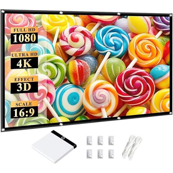 Outdoor 120 Portable Projector Screen 16:9 4K HD