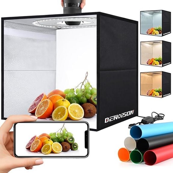 Portable Light Box for Photography with LEDs and Backdrops