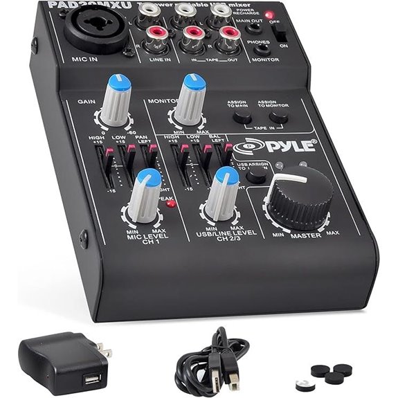 Pyle 5-Channel Rechargeable Portable Audio Mixer